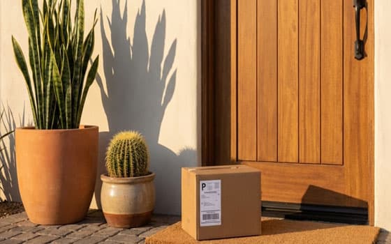 Package delivery on doorstep